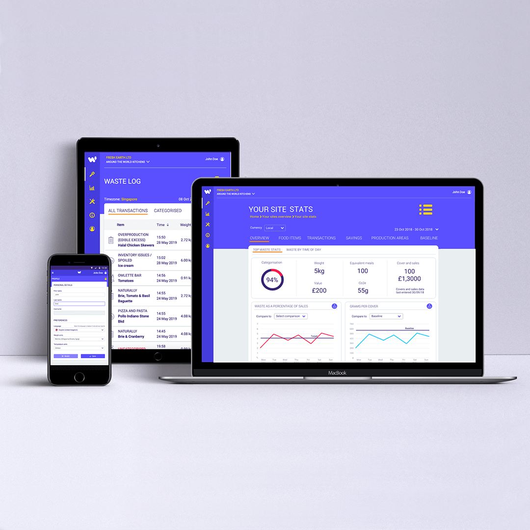 Winnow's food waste system is trackable on multiple operating systems and platforms