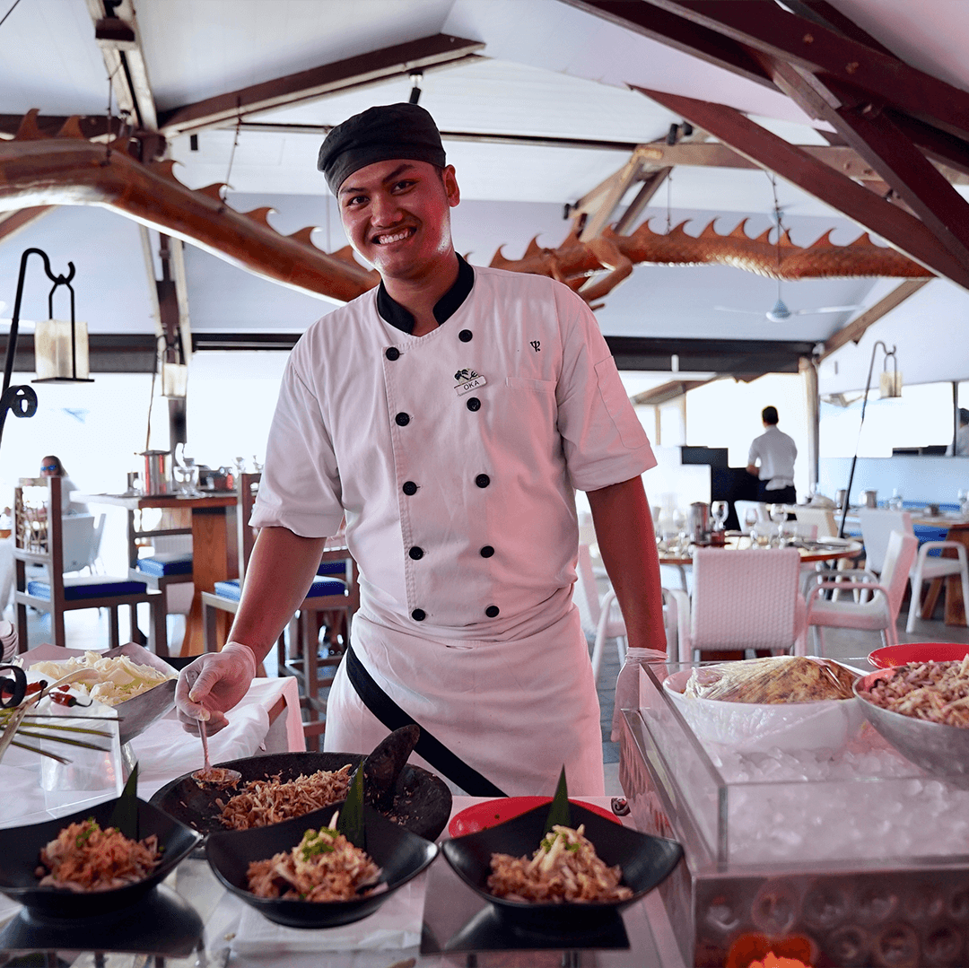 Chef at a hotel, presenting food