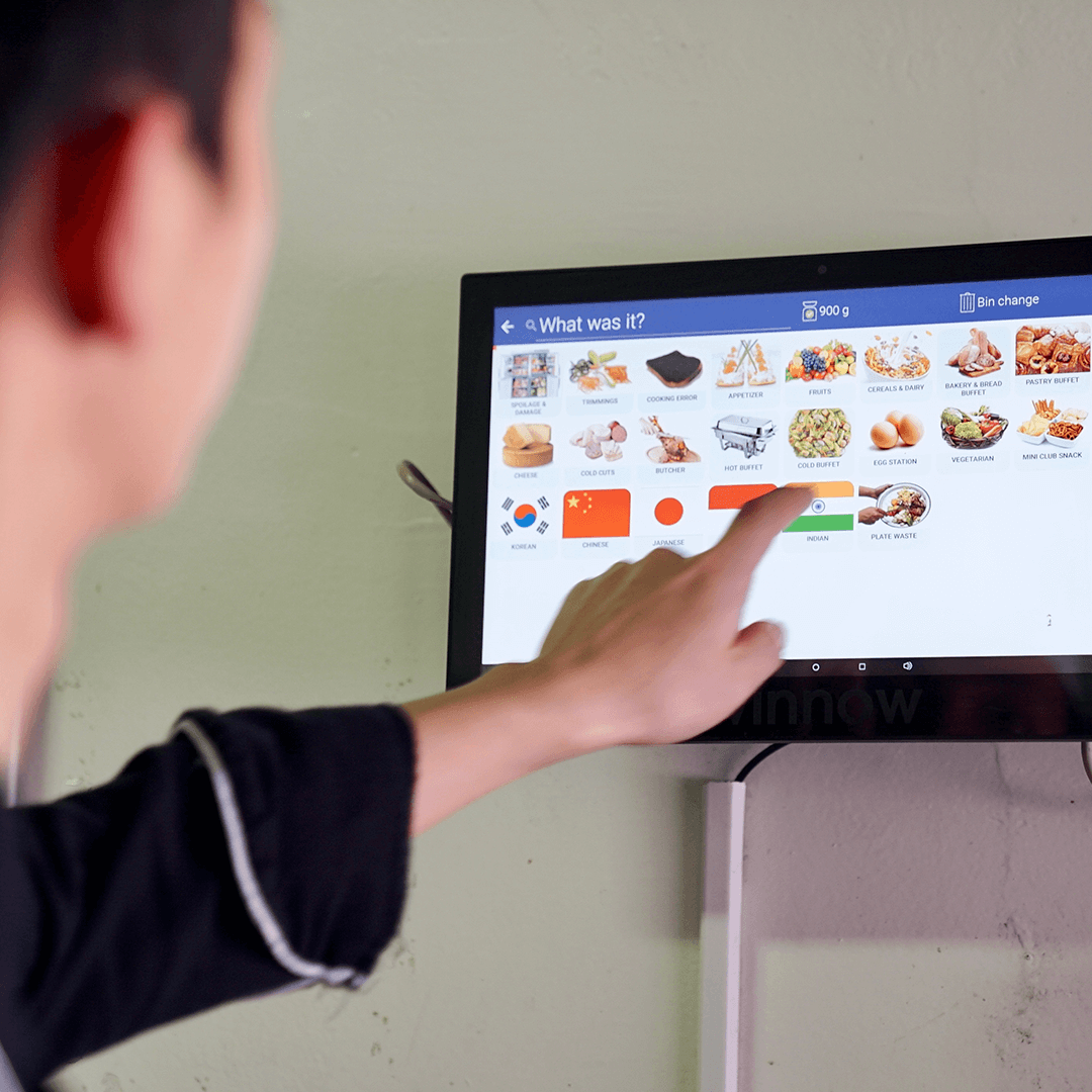 Pantalla del sistema Winnow mostrando una selección de alimentos