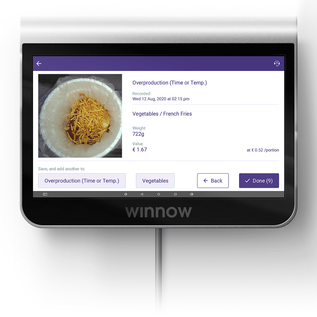 Pantalla de la solución de Winnow