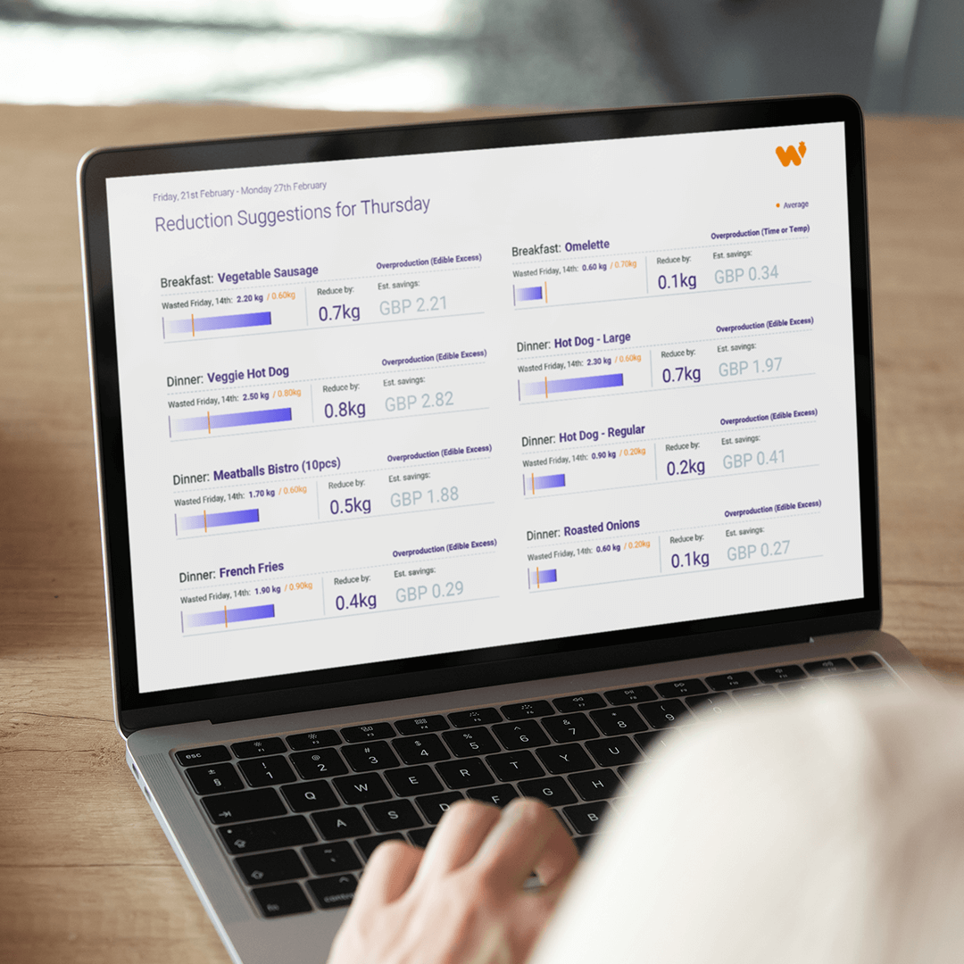 Someone using Winnow's food waste tracking system online