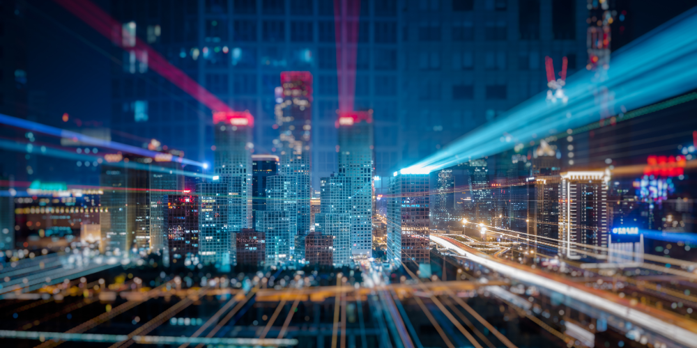 Futuristic city lights