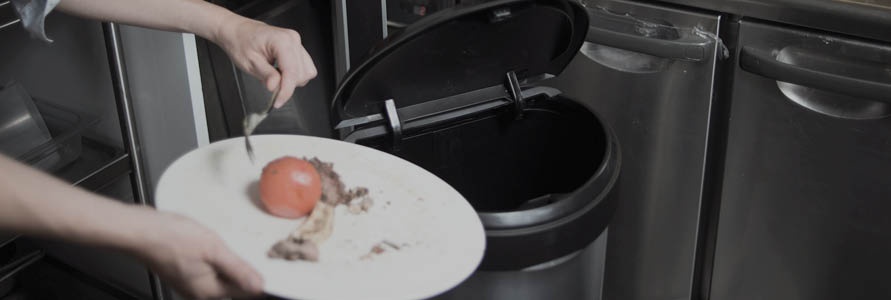 emptying food into bin