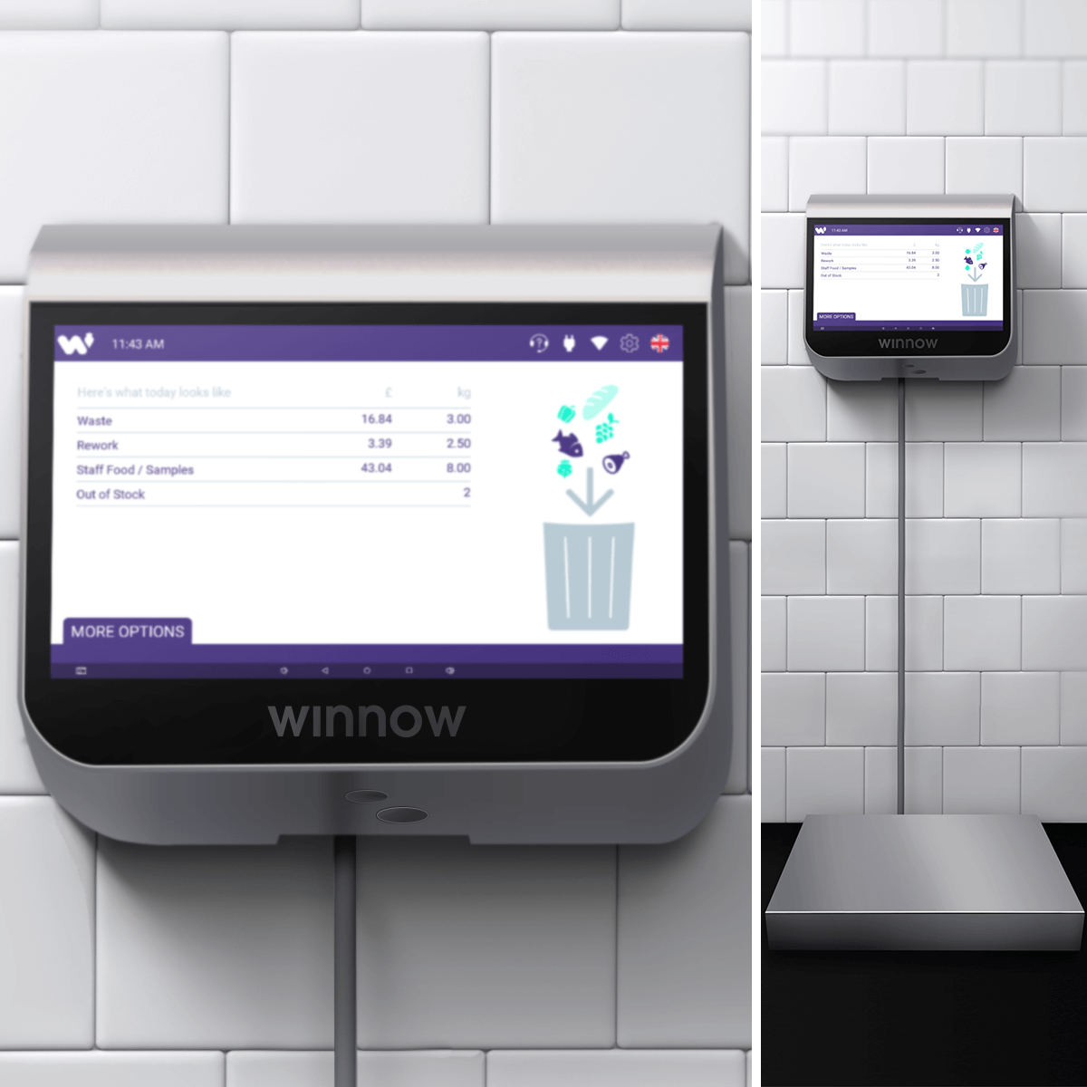 Tablet with winnow software, helping you to transform food waste